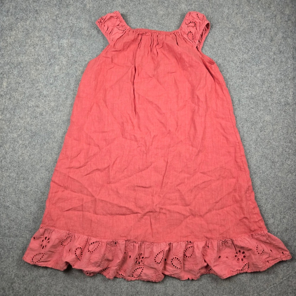 Terzo Millennio‎ Linen Dress Womens Medium Pink Eyelet Lace Ruffle Made in Italy